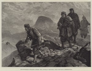 Monténégrins traversant la frontière autrichienne, près de Crivoscie, Herzégovine - Johann Nepomuk Schonberg